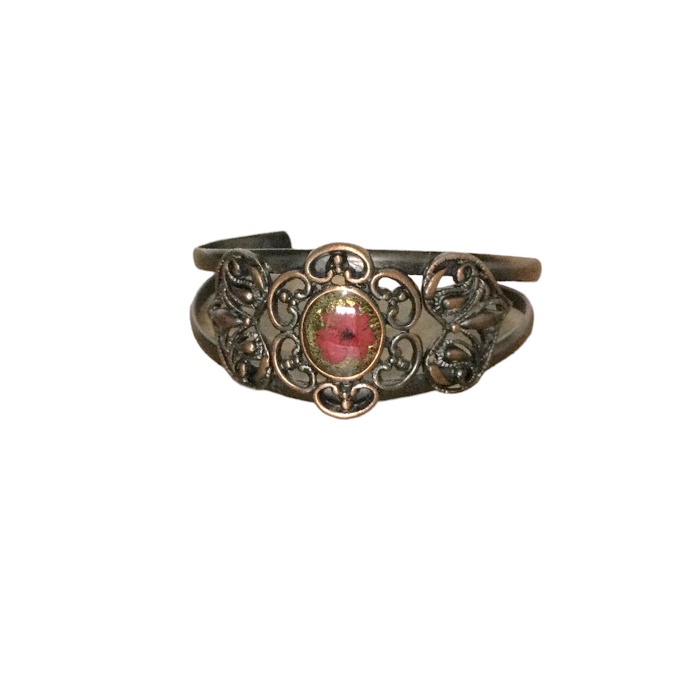 VINTAGE Metal Bracelet with Flower